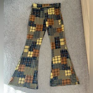 Earthbound patchwork flare pants size medium. Yellow and orange. Buttery soft